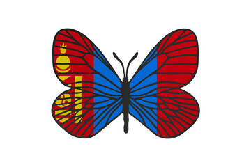 Fototapeta premium Butterfly wings in color of national flag. Clip art on white background. Mongolia