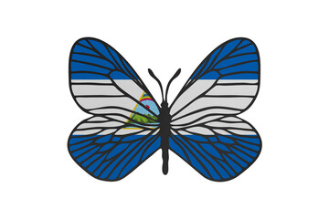 Butterfly wings in color of national flag. Clip art on white background. Nicaragua