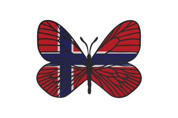 Butterfly wings in color of national flag. Clip art on white background. Norway