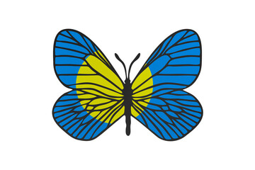 Fototapeta premium Butterfly wings in color of national flag. Clip art on white background. Palau