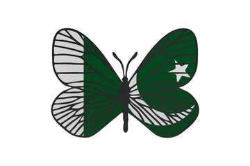 Butterfly wings in color of national flag. Clip art on white background. Pakistan