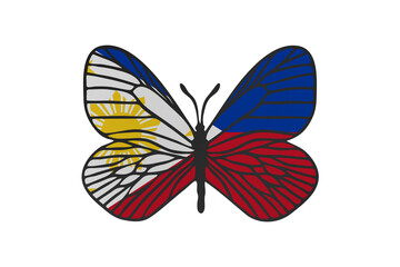 Fototapeta na wymiar Butterfly wings in color of national flag. Clip art on white background. Philippines