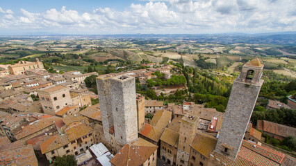 Fototapeta na wymiar Spectacular view over the roofs of San Gimignano in Italy and the famous towers