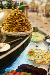 Stylish food presentation. A selection of stylishly presented dishes in a restaurant.