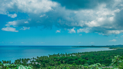 Perspective view on coast of atlantic ocean in Dominican Republic