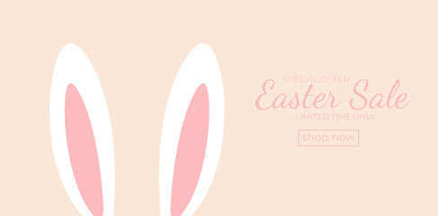 Easter sale background. Easter rabbit on poster.