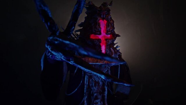 Monster with a cross on his face. horrors. fairy tale. Mystic
