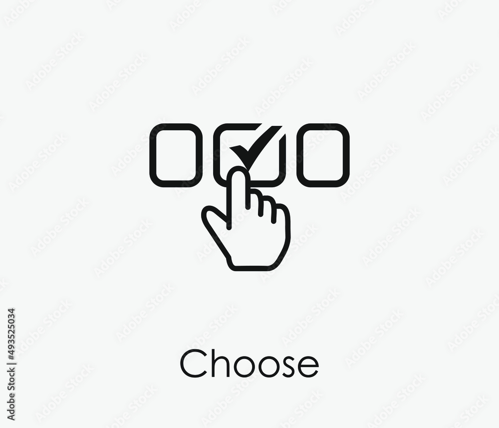 Poster choose button vector icon. editable stroke. symbol in line art style for design, presentation, websi