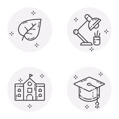 Education Flat Icon Set Isolated On White Background