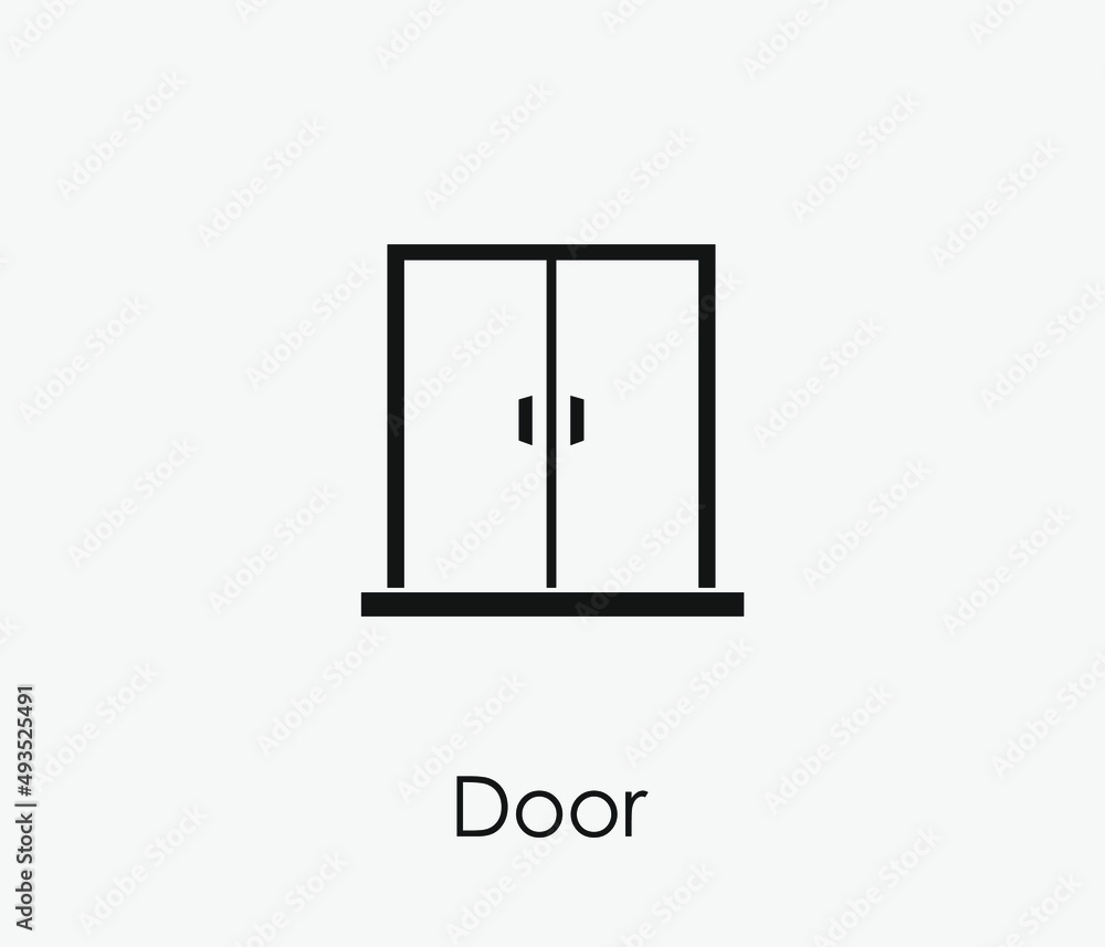 Poster door vector icon. editable stroke. symbol in line art style for design, presentation, website or app
