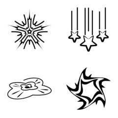 Stars1-2starfall Flat Icon Set Isolated On White Background