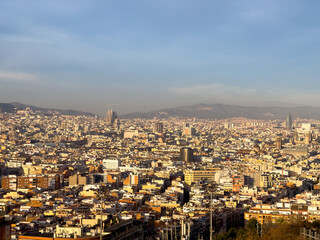 Aerial view over the city of Barcelona