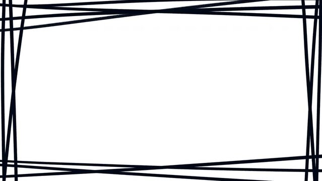 Criss-cross lined doodle border, hand drawn animation on a white background
