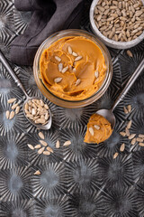 Sunflower butter or sunbutter. Hypoallergenic spread