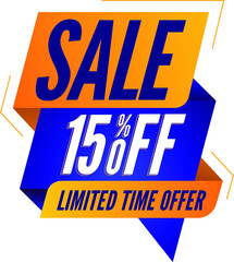 Vector banner template sale 15 porcent off limited time offer