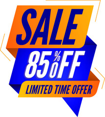 Vector banner template sale 85 porcent off limited time offer