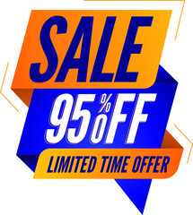 Vector banner template sale 95 porcent off limited time offer