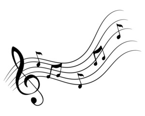 Musical notes vector illustration. Black and white design.