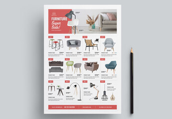 Furniture Flyer Layout with Red Accents