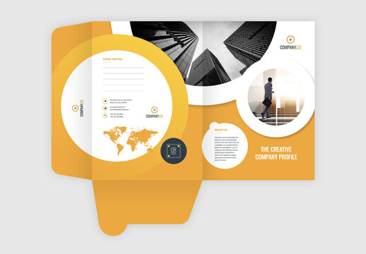 Presentation Folder Layout with Orange Accents