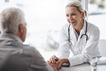 Im glad to see youre in such great health. Cropped shot of a mature female doctor working with a...