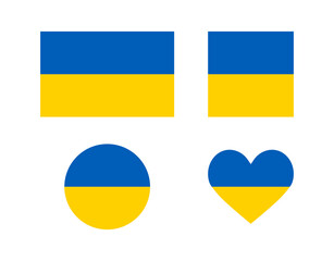 Ukraine flags set. Ukrainian flag symbol. National flag of Ukraine. Vector illustration.