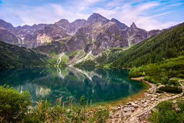 Naklejka na ściany i meble Morskie Oko lake in Tatry mountains, Poland