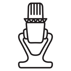 Radio microphone. Podcast icon, voice recording line art.Vector flat illustration. Isolated on white background. 