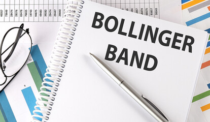 BOLLINGER BAND text , pen and glasses on the chart