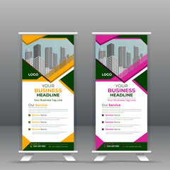 Corporate Advertising Trend Business Roll Up Banner, Stand Poster vector design template with creative concept, Corporate Presentation, and EPS vector template. 