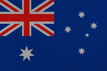 Patriotic textile background in colors of national flag. Australia