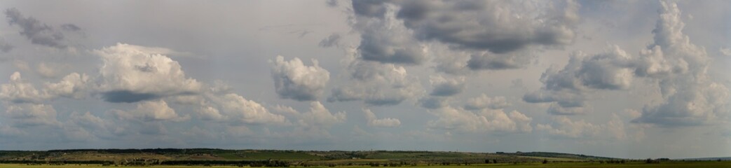 Obraz premium Tragic gloomy sky. The village in the Budjak steppe. Panoramic landscape.
