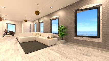 海が見えるリビングダイニングルーム