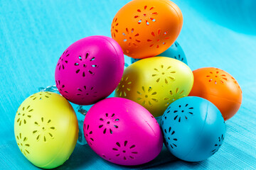 Colourful easter eggs, candies and baskets on display. Calgary, Alberta, Canada