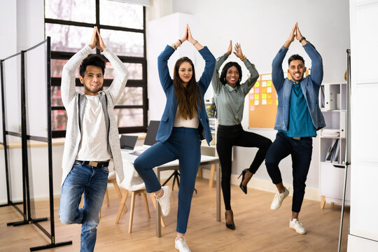 Business People Exercising In Office