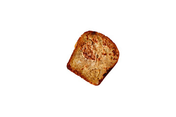 fried toast on white background isolated