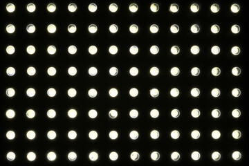 Dark closeup on the LED panel of a spotlight