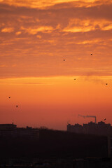 sunset over the city