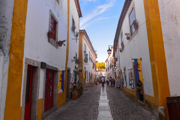 Fototapeta na wymiar Malerische Gasse in der Altstadt von Óbidos, Portugal