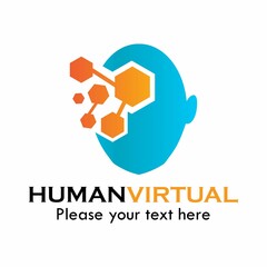Human virtual logo . suitable for media, brain, internet, system, genius, virtuality, lable, gamed, web, app, technology etc
