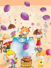 Naklejka premium A birthday party