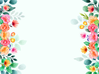 Fototapeta na wymiar watercolor frame with spring flowers