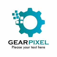 Gear pixel logo template illustration. suitable for technology, industry, mobile, app, website, network, computer, etc