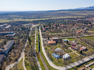 Aerial view of town of Hisarya, Bulgaria