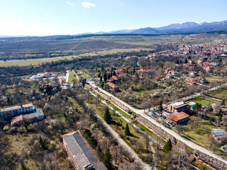 Aerial view of town of Hisarya, Bulgaria