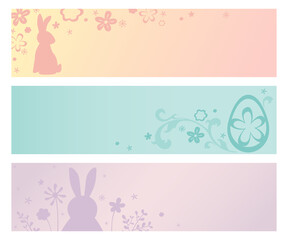 A set of three Easter themed banners with copyspace
