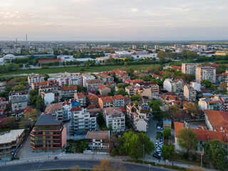 Aerial view of City of Plovdiv, Bulgaria