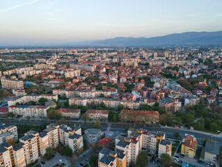 Fototapeta premium Aerial view of City of Plovdiv, Bulgaria