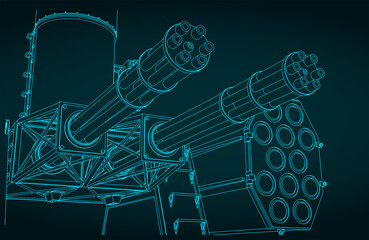 Shipborne anti-aircraft missile system close up