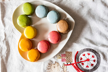 Delicious colourful desert, french macarons